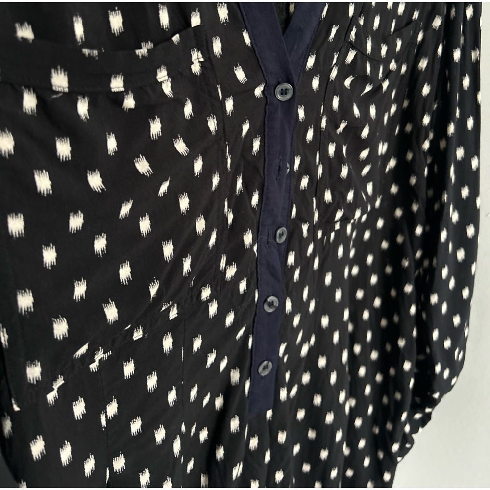 Anthropology, Vanessa, Virginia, beautiful detailed, navy blue blouse
